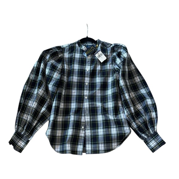 Polo Ralph Lauren Women Multi Color Cotton Blouson-Sleeve Shirt, Size 2 NWT - Picture 5 of 10